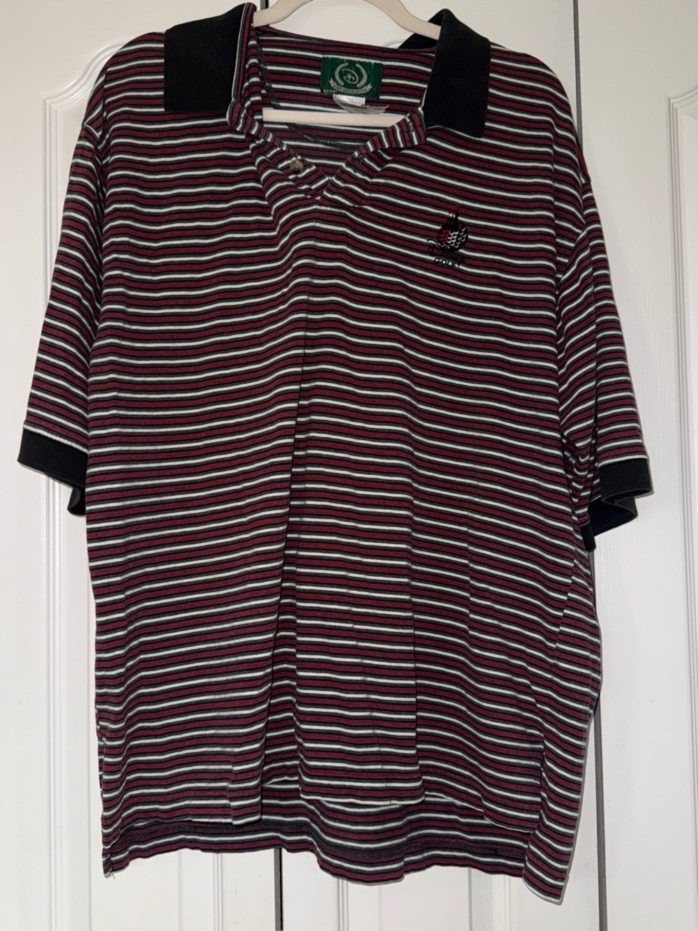 Men's Striped Polo Shirt - Black & Maroon